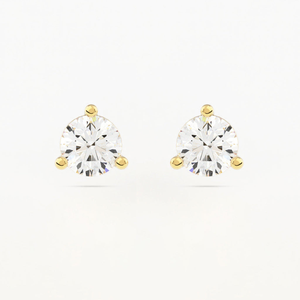 3-Prong Martini Stud Earrings w/ Pushback