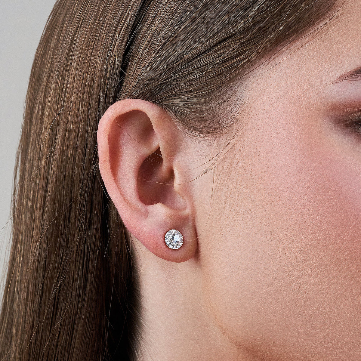 4-Prong & Pave Halo Stud Earrings w/ Screwbacks