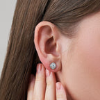 4-Prong & Pave Halo Stud Earrings w/ Screwbacks