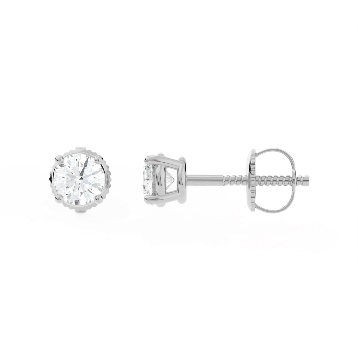 4-Prong Basket Stud Earrings w/ Screwbacks