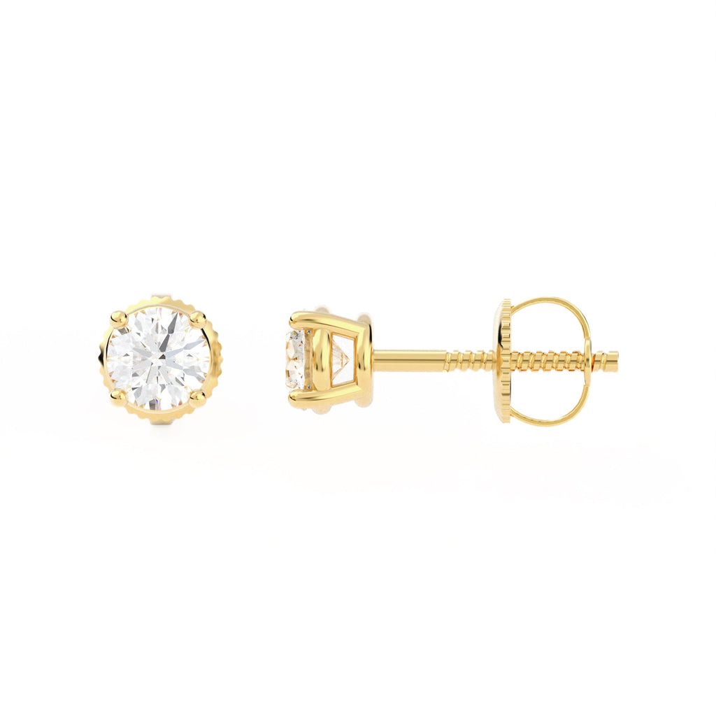 4-Prong Basket Stud Earrings w/ Screwbacks