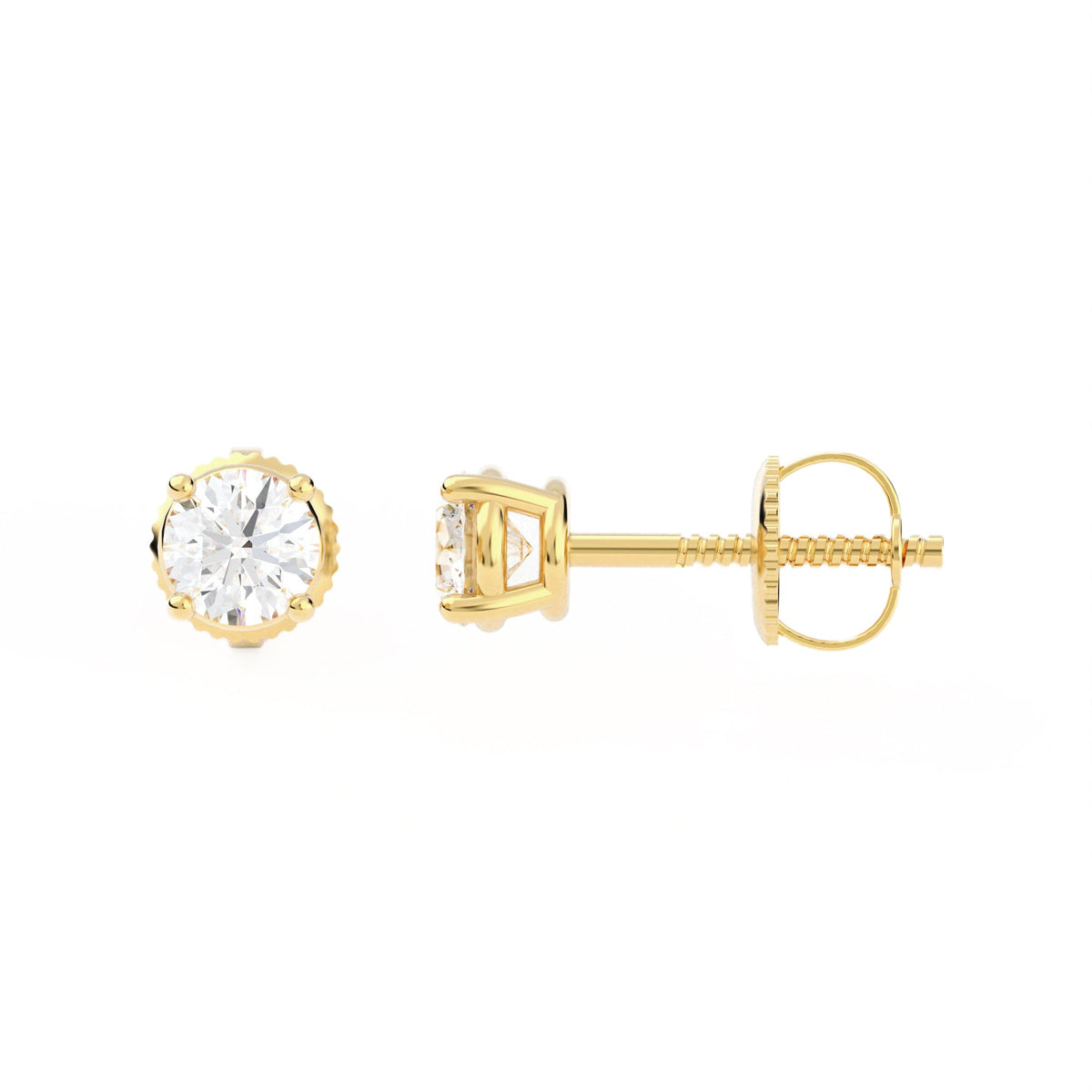 4-Prong Basket Stud Earrings w/ Screwbacks