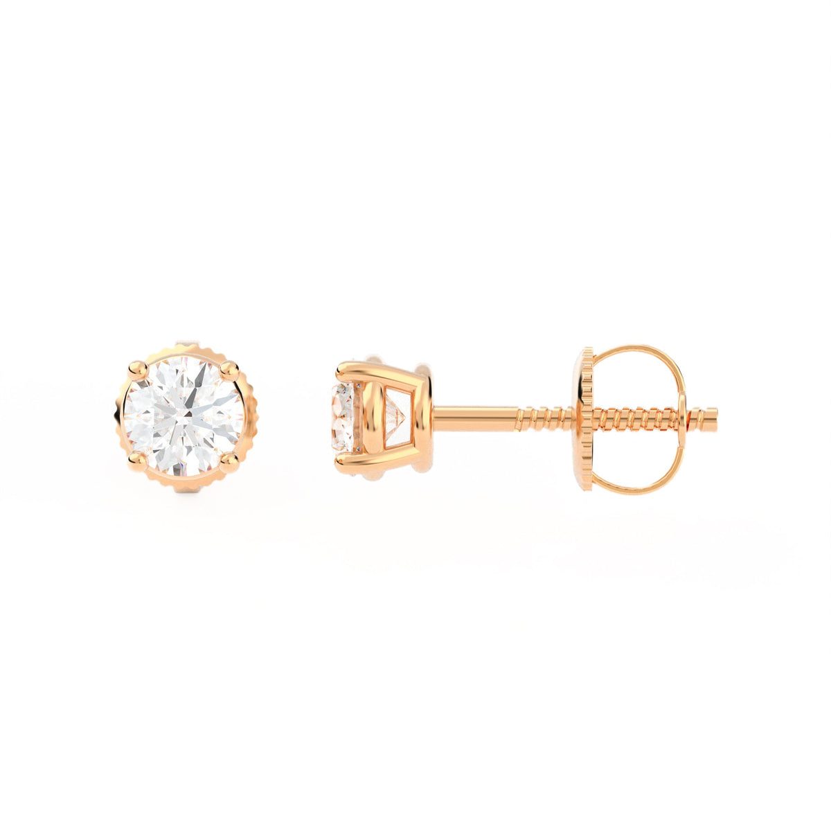 4-Prong Basket Stud Earrings w/ Screwbacks