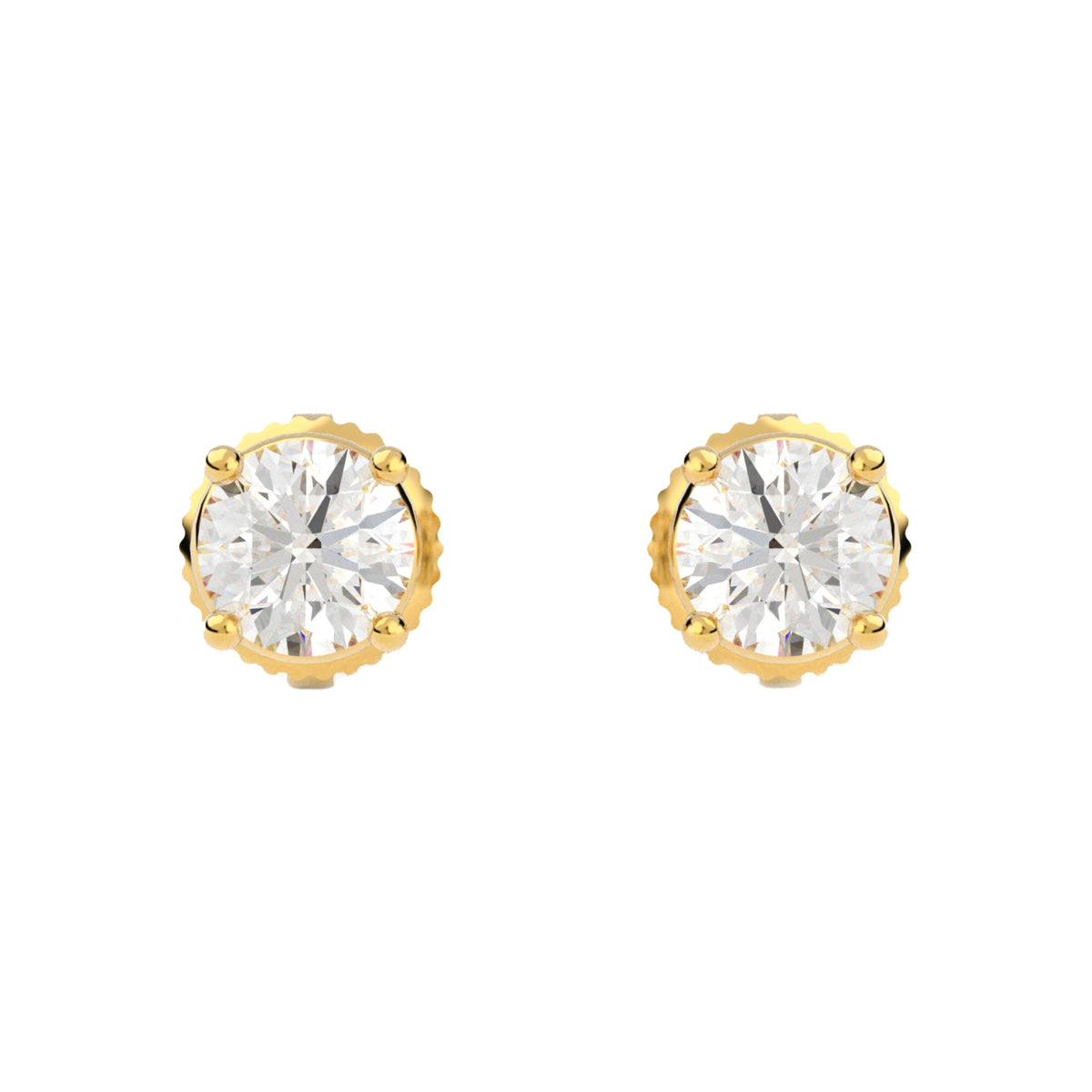 4-Prong Basket Stud Earrings w/ Screwbacks