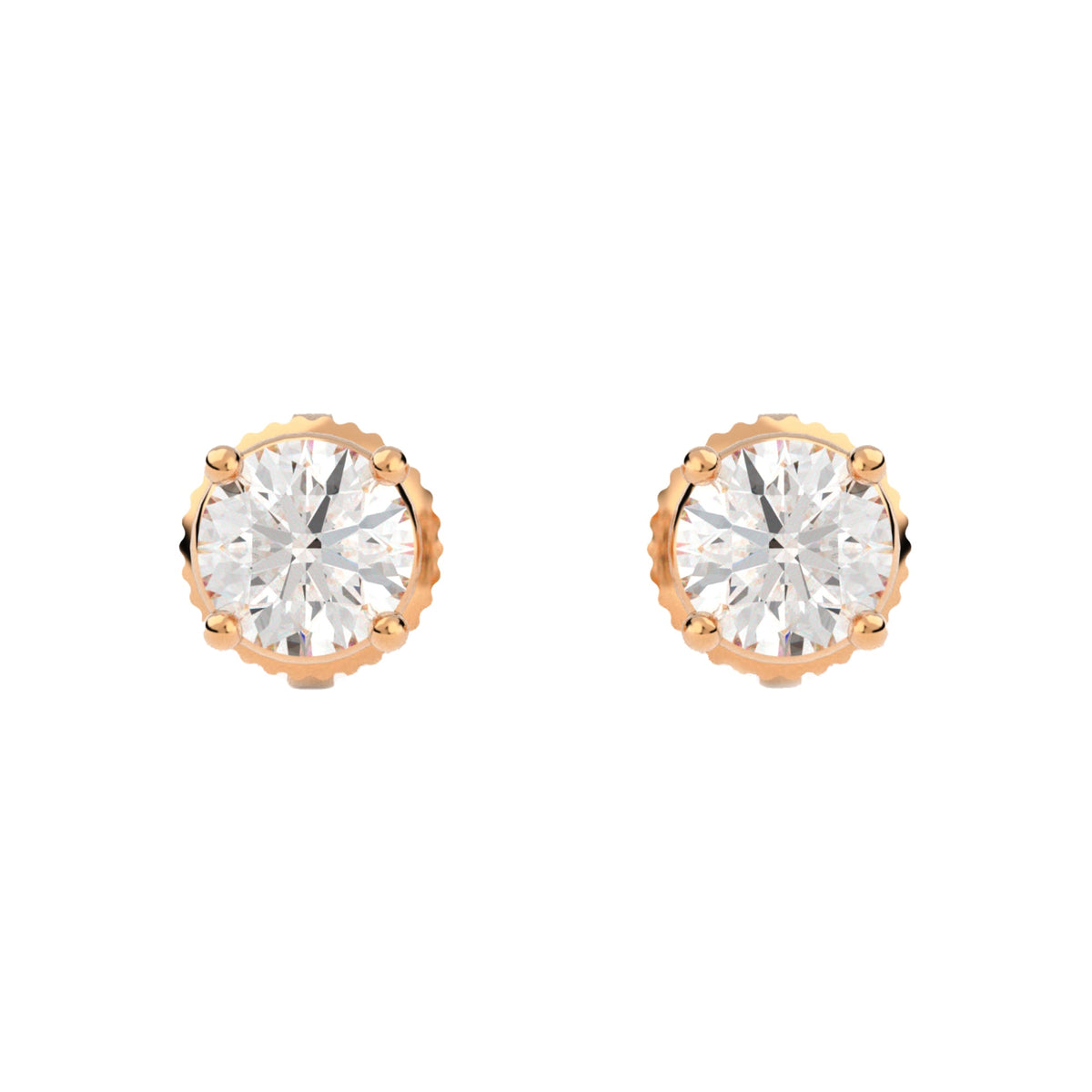4-Prong Basket Stud Earrings w/ Screwbacks