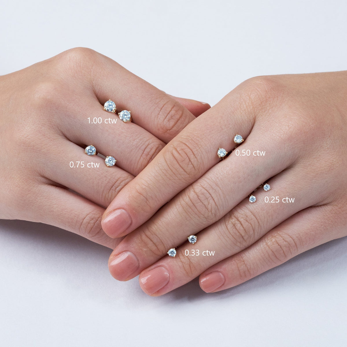 3-Prong Martini Stud Earrings w/ Pushback