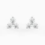Shared 2-Prong Three Stone Cluster Stud Earrings w/ Screwbacks