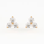 Shared 2-Prong Three Stone Cluster Stud Earrings w/ Screwbacks