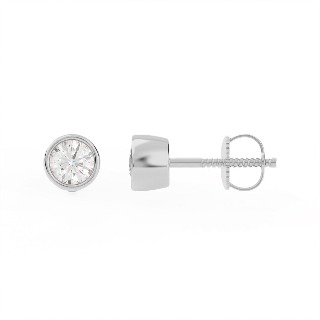 Full Bezel Circle Stud Earrings w/ Screwbacks
