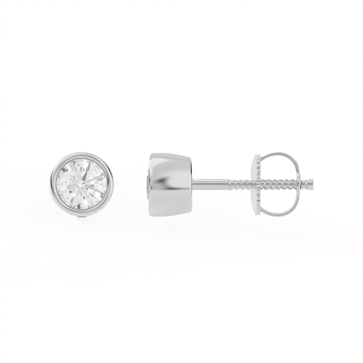 Full Bezel Circle Stud Earrings w/ Screwbacks
