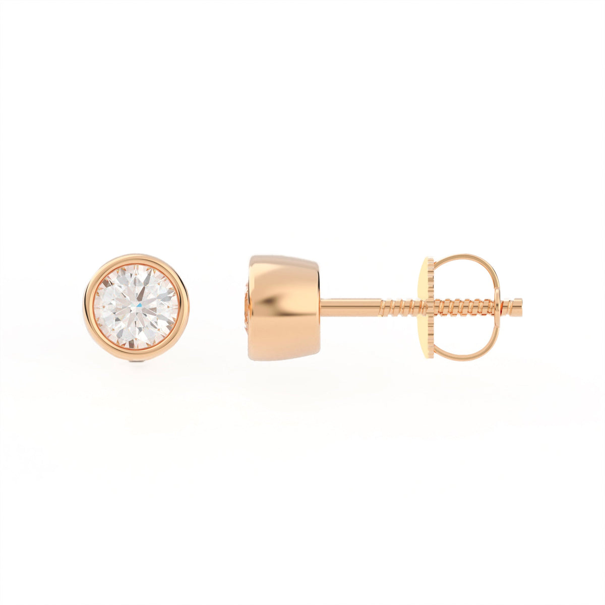 Full Bezel Circle Stud Earrings w/ Screwbacks