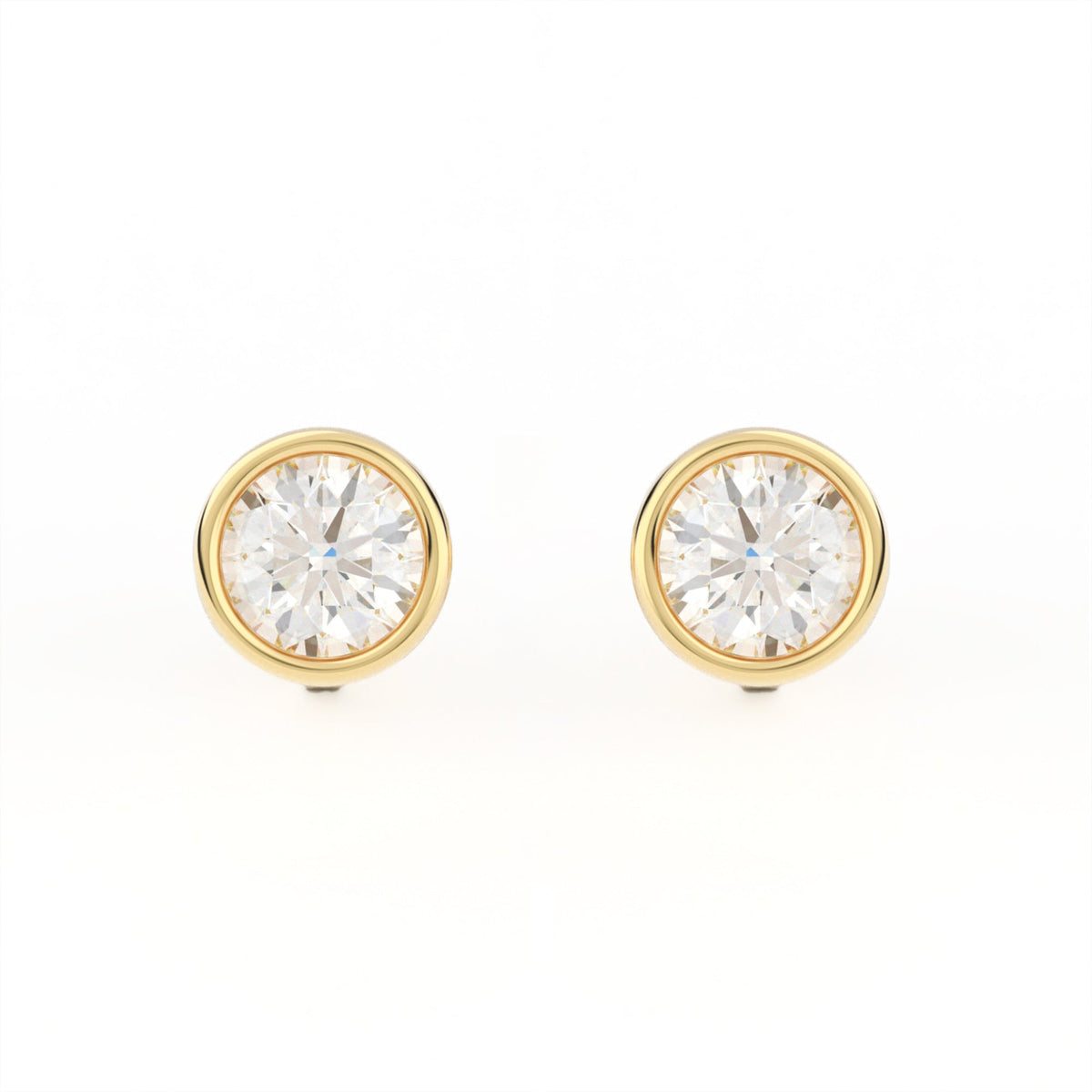 Full Bezel Circle Stud Earrings w/ Screwbacks