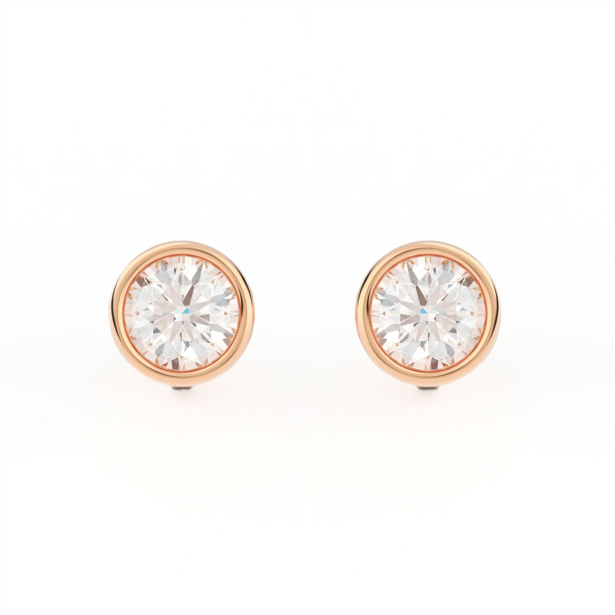 Full Bezel Circle Stud Earrings w/ Screwbacks