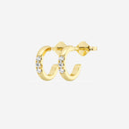 Pave 3/4th Huggie Hoop Earrings w/ Pushbacks
