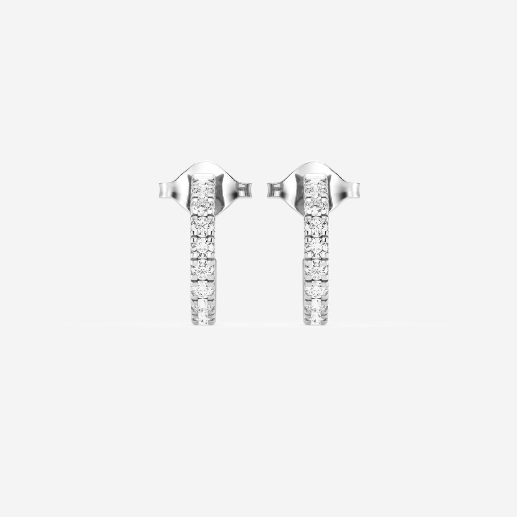 Fishtail Pave 3/4th Huggie Hoop Earrings w/ Pushbacks