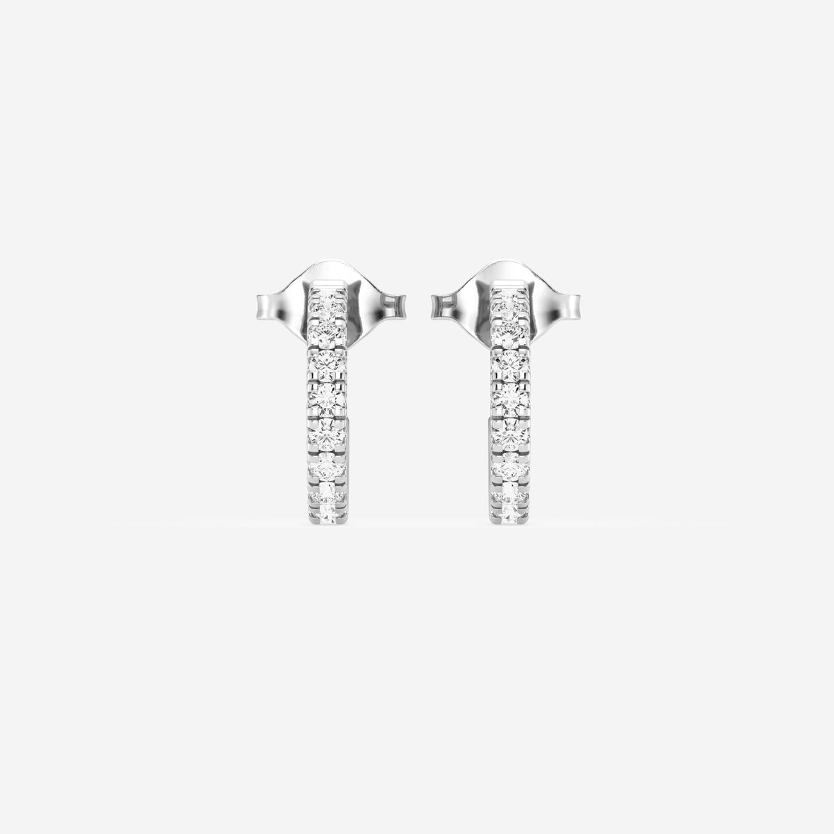Fishtail Pave 3/4th Huggie Hoop Earrings w/ Pushbacks