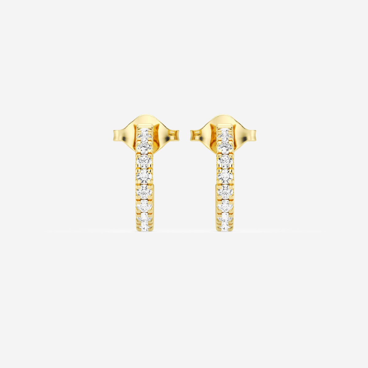 Fishtail Pave 3/4th Huggie Hoop Earrings w/ Pushbacks