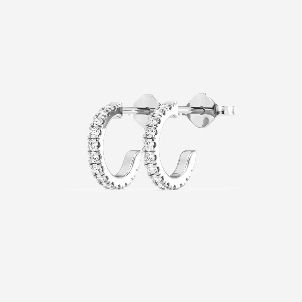 Fishtail Pave 3/4th Huggie Hoop Earrings w/ Pushbacks