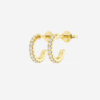 Fishtail Pave 3/4th Huggie Hoop Earrings w/ Pushbacks
