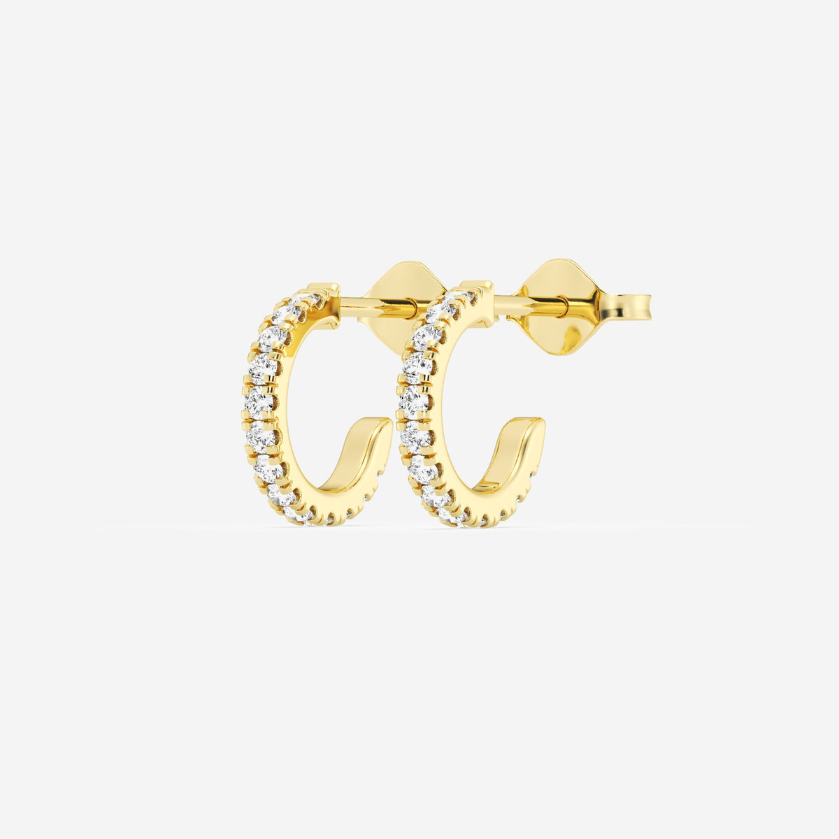 Fishtail Pave 3/4th Huggie Hoop Earrings w/ Pushbacks