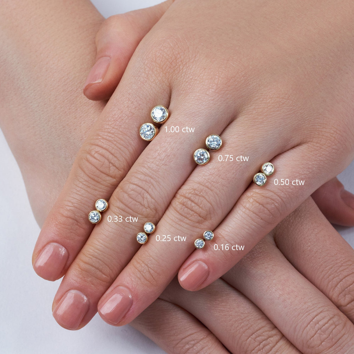 Full Bezel Circle Stud Earrings w/ Screwbacks