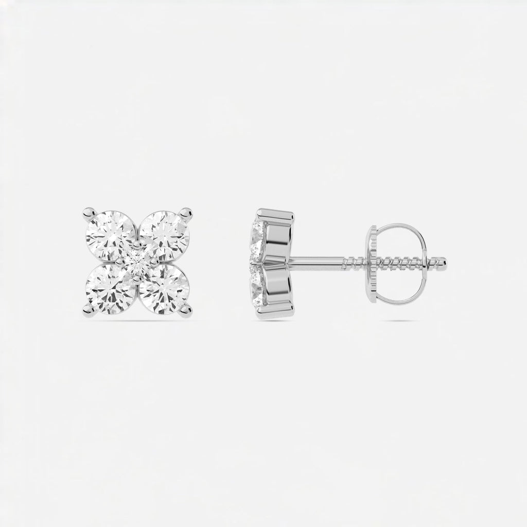 Round  Lab Grown Diamond Flower Stud Earrings