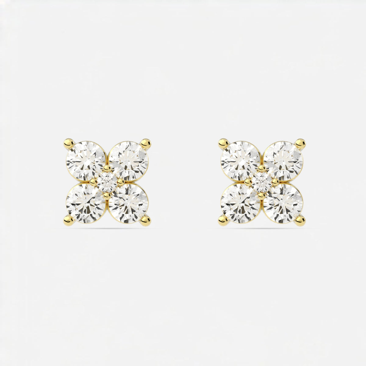 Round  Lab Grown Diamond Flower Stud Earrings