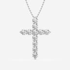Shared-Prong 11-Stone Cross Slider Pendant