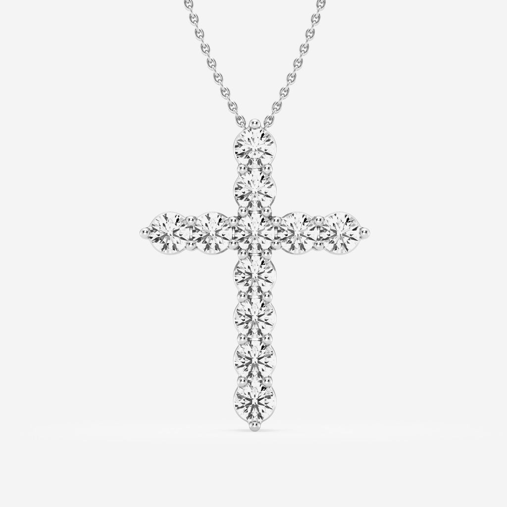 Shared-Prong 6-Stone Cross Charm Slider Pendant