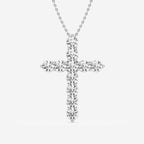 Shared-Prong 6-Stone Cross Charm Slider Pendant