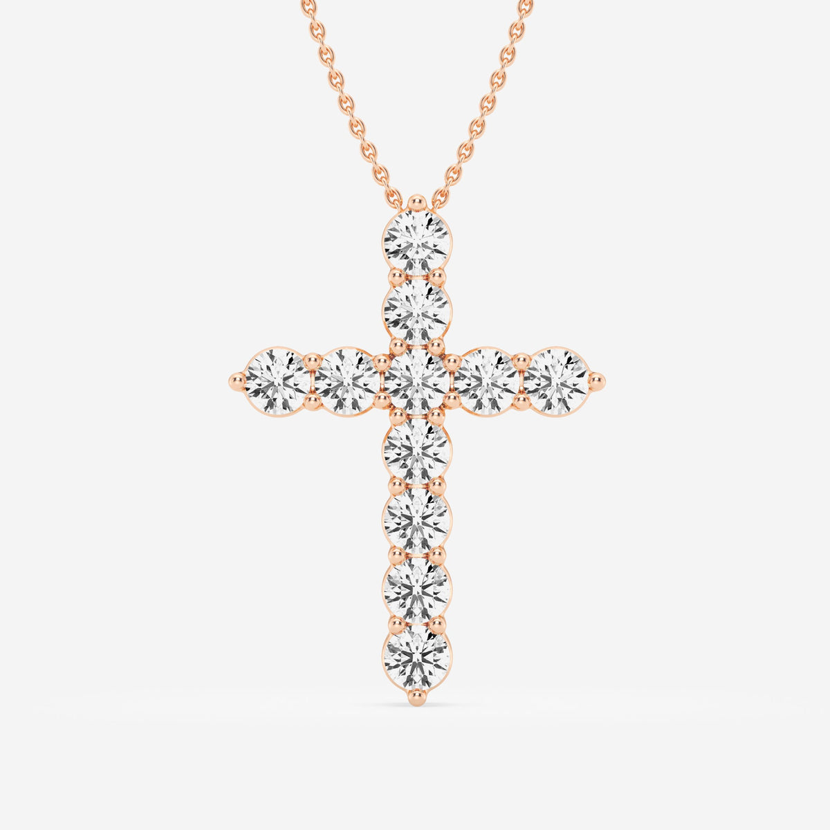 Shared-Prong 6-Stone Cross Charm Slider Pendant