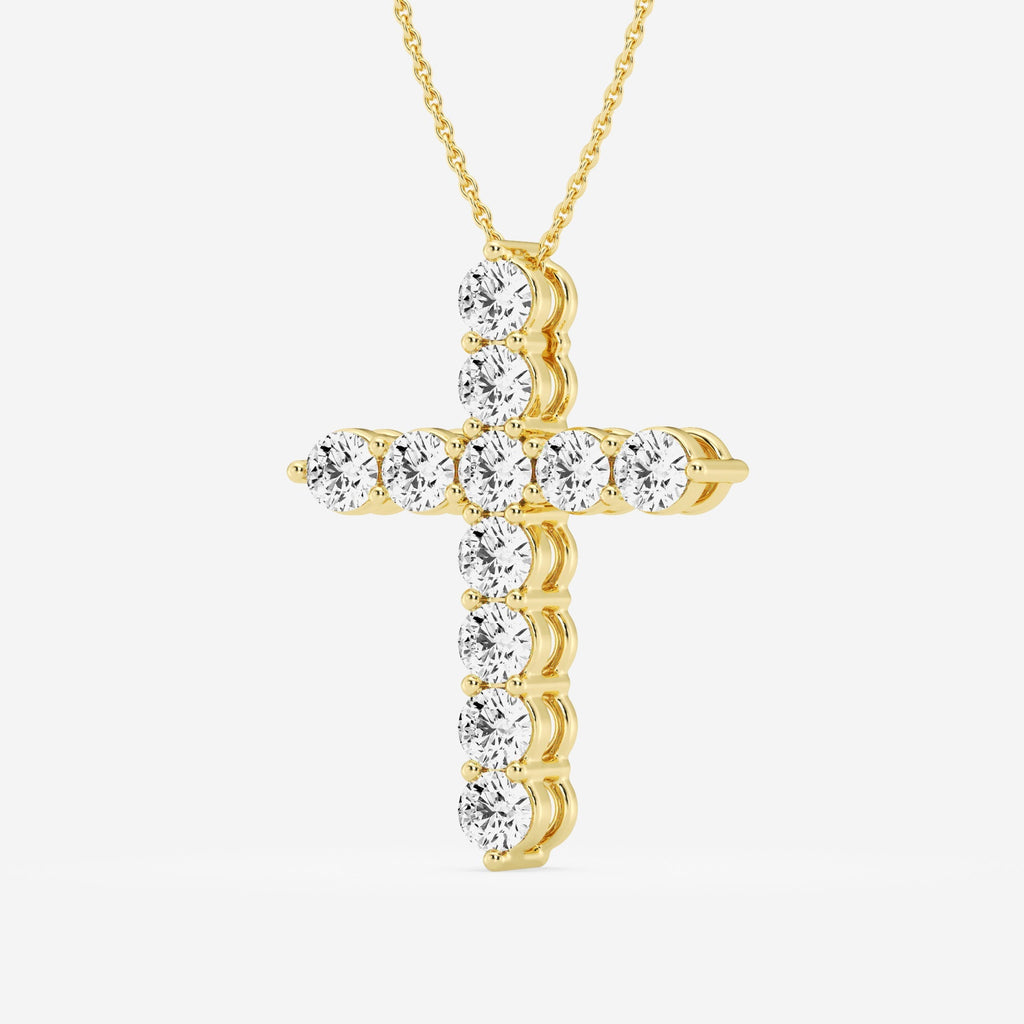 Shared-Prong 11-Stone Cross Slider Pendant