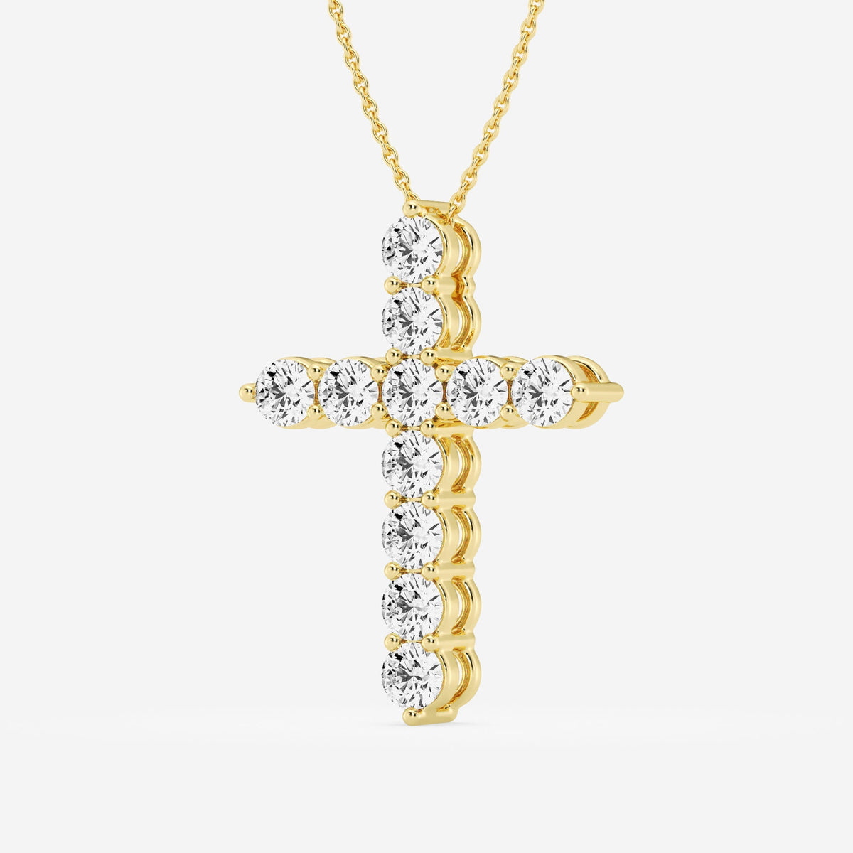 Shared-Prong 11-Stone Cross Slider Pendant