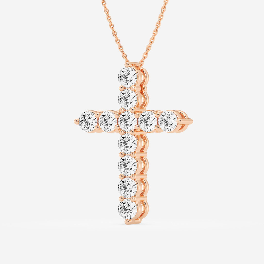 Shared-Prong 11-Stone Cross Slider Pendant