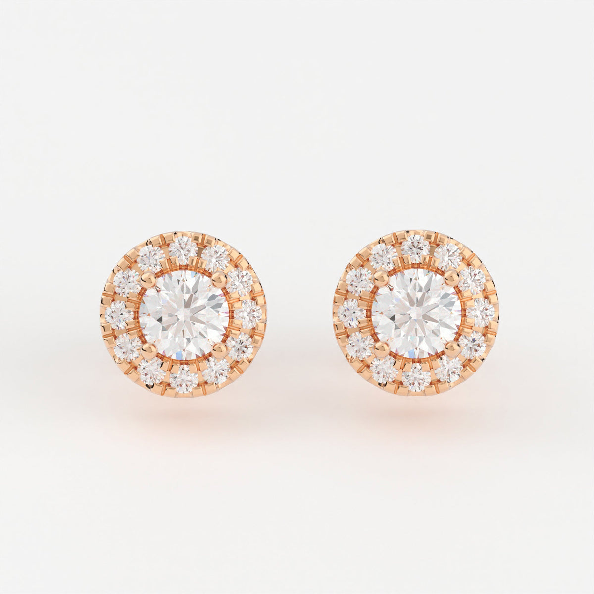 4-Prong & Pave Halo Stud Earrings w/ Screwbacks