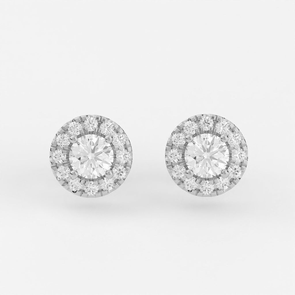 4-Prong & Pave Halo Stud Earrings w/ Screwbacks