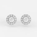 4-Prong & Pave Halo Stud Earrings w/ Screwbacks
