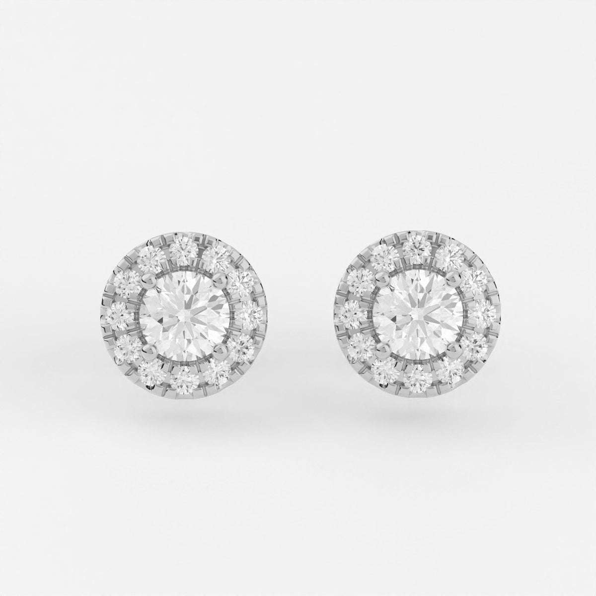 4-Prong & Pave Halo Stud Earrings w/ Screwbacks