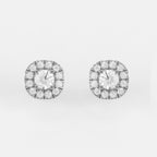 4-Prong & Pave Halo Stud Earrings w/ Screwbacks