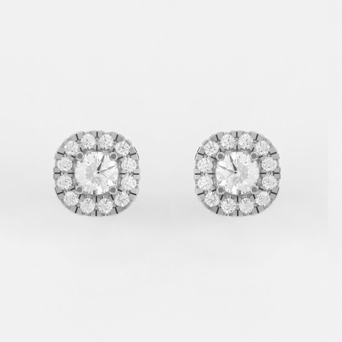 4-Prong & Pave Halo Stud Earrings w/ Screwbacks