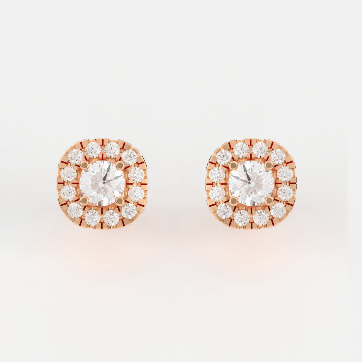 4-Prong & Pave Halo Stud Earrings w/ Screwbacks