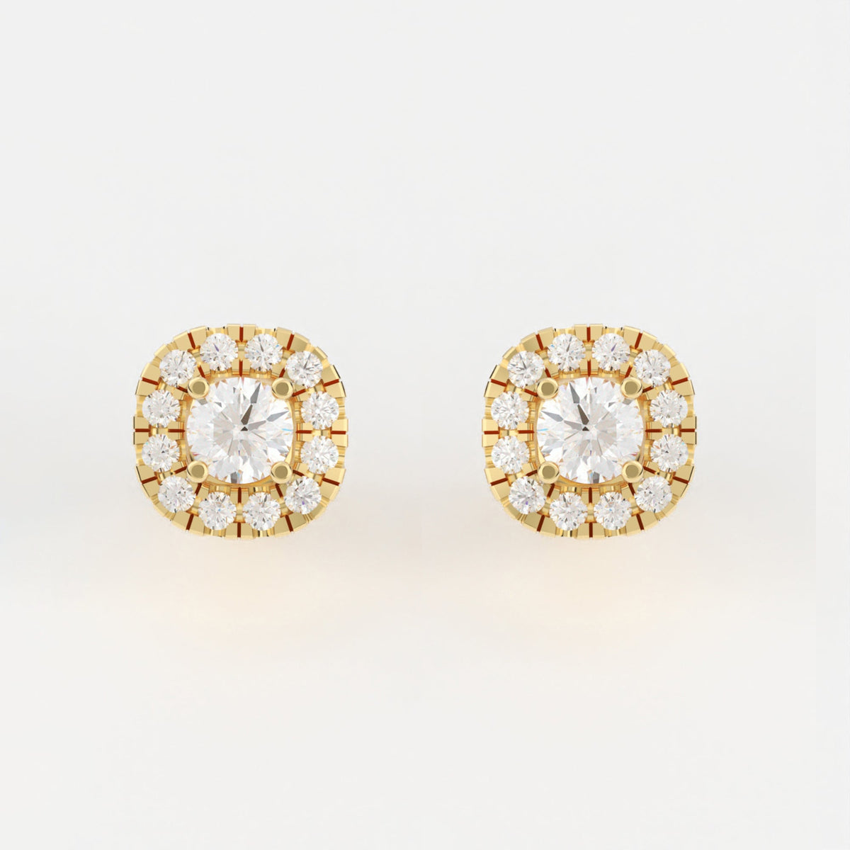 4-Prong & Pave Halo Stud Earrings w/ Screwbacks