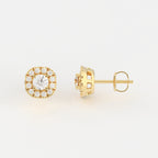 4-Prong & Pave Halo Stud Earrings w/ Screwbacks