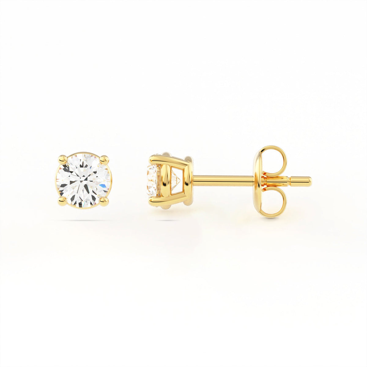 4-Prong Basket Stud Earrings w/ Pushback
