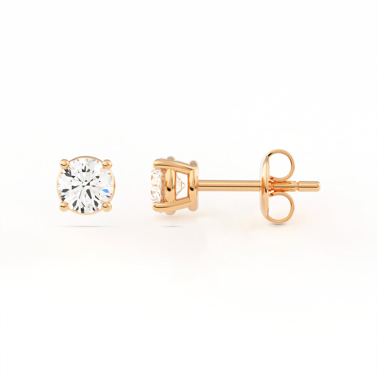 4-Prong Basket Stud Earrings w/ Pushback