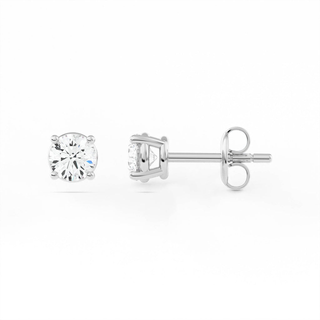 4-Prong Basket Stud Earrings w/ Pushback