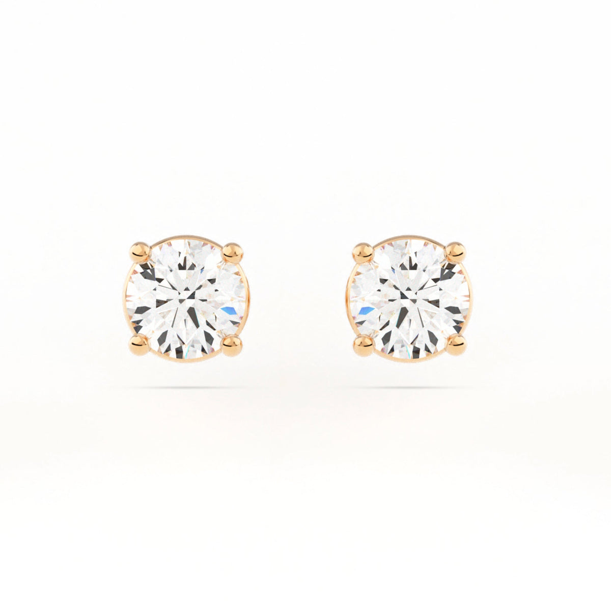 4-Prong Basket Stud Earrings w/ Pushback