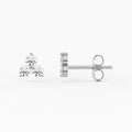 2-Prong Three Stone Cluster Stud Earrings w/ Pushback