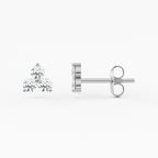 2-Prong Three Stone Cluster Stud Earrings w/ Pushback