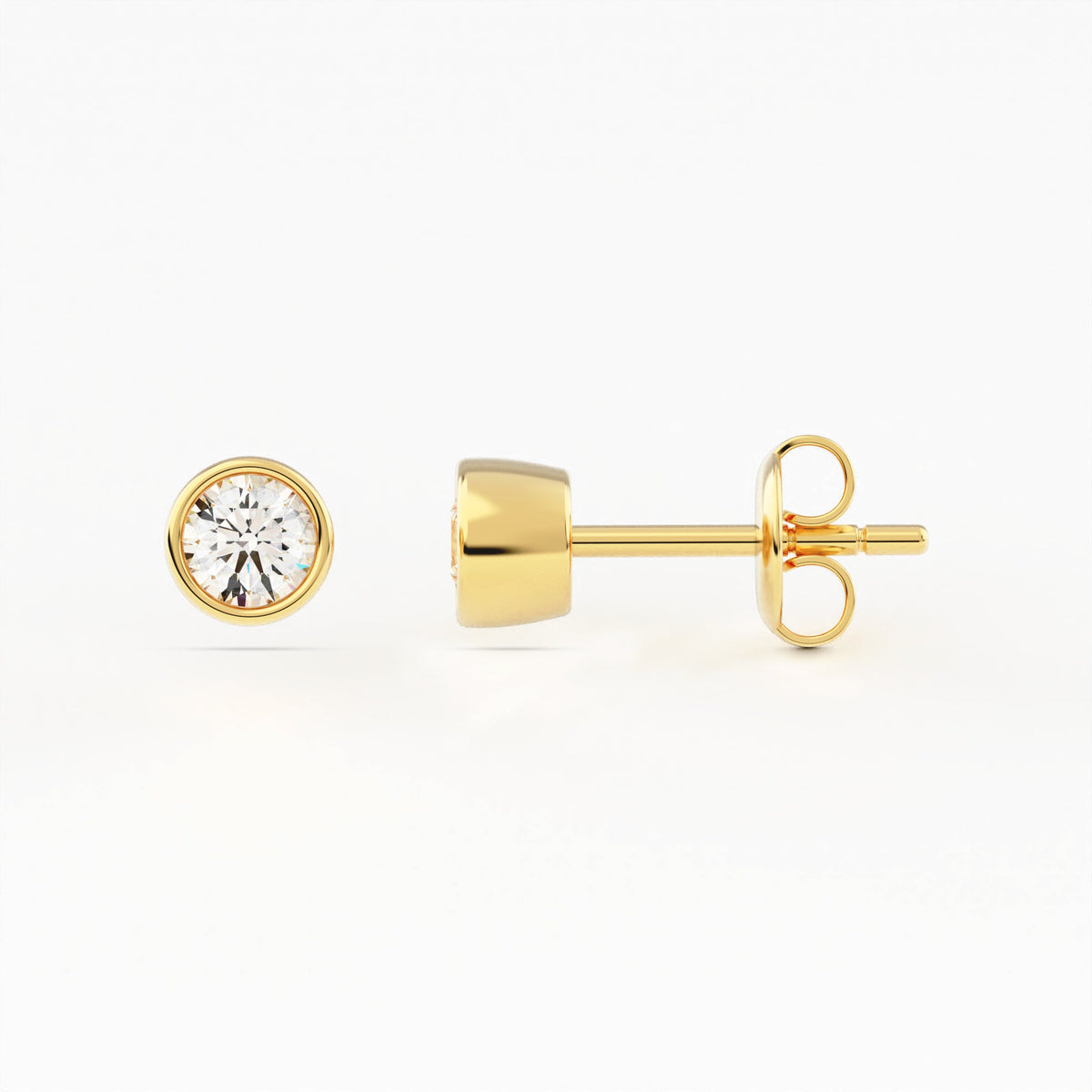 Full Bezel Circle Stud Earrings w/ Pushback